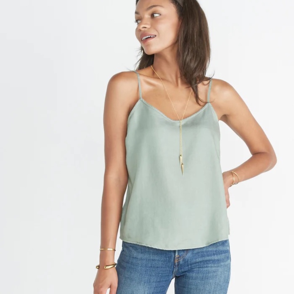Marine Layer Laine Soft V-Neck Sleeveless Tank S Adjustable Straps Vintage Green
